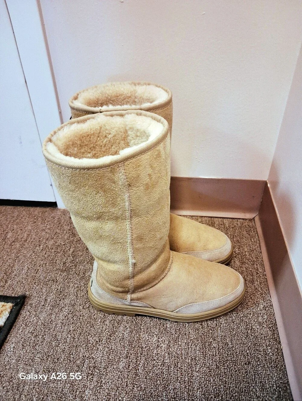 UGG AUSTRALIA Women's Tall Shearling-Lined Winter Boots - Sand Color Size 7